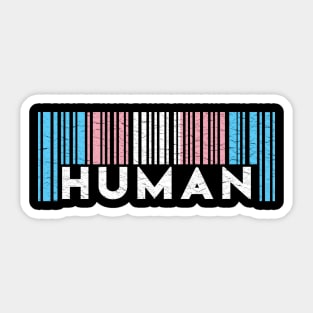 Transgender Pride Flag Barcode - HUMAN Sticker